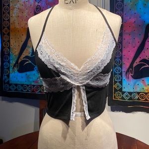 Black and lace crop tank top
